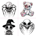 Skull Spider Horror Teddy Pumpkin Tattoo