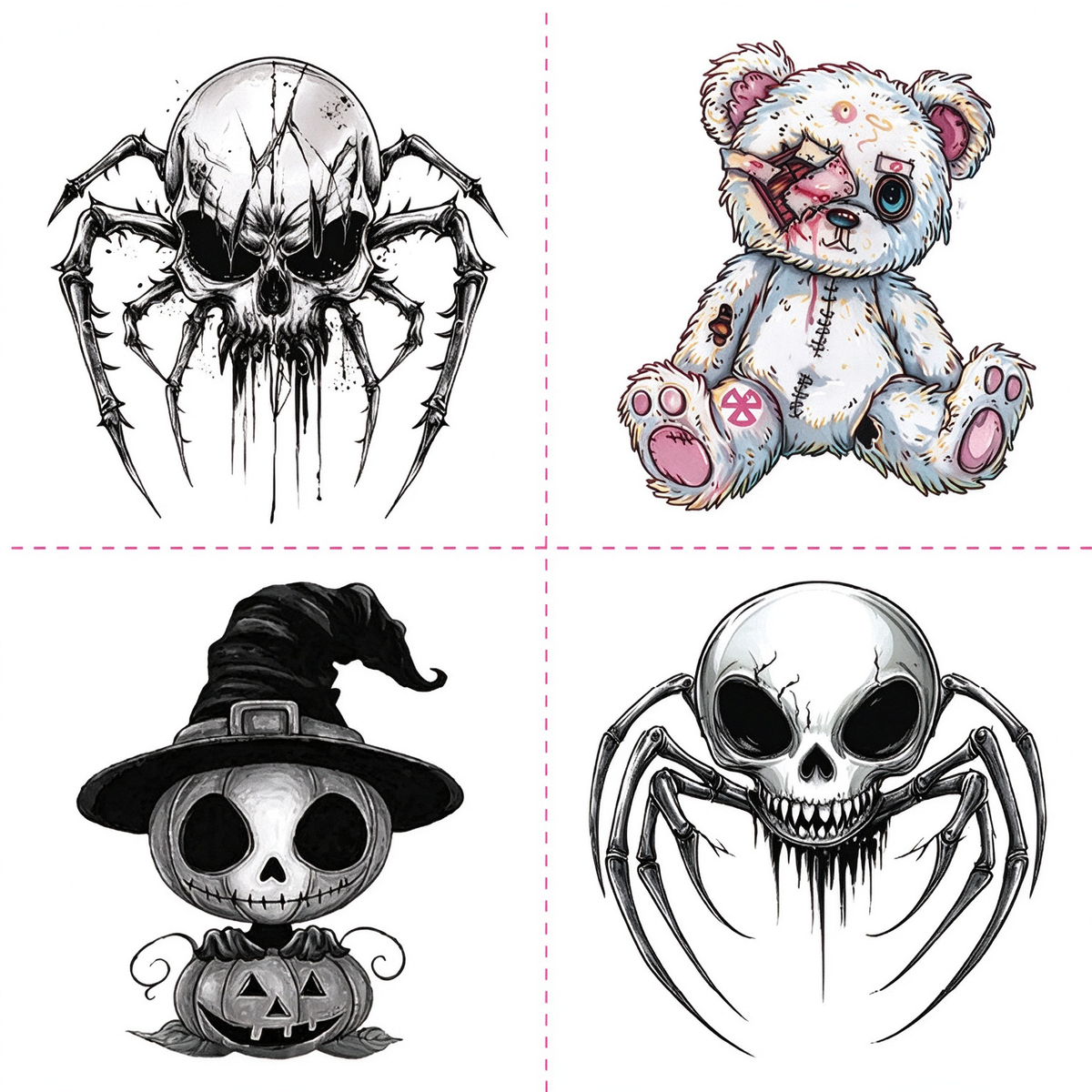 Skull Spider Horror Teddy Pumpkin Tattoo
