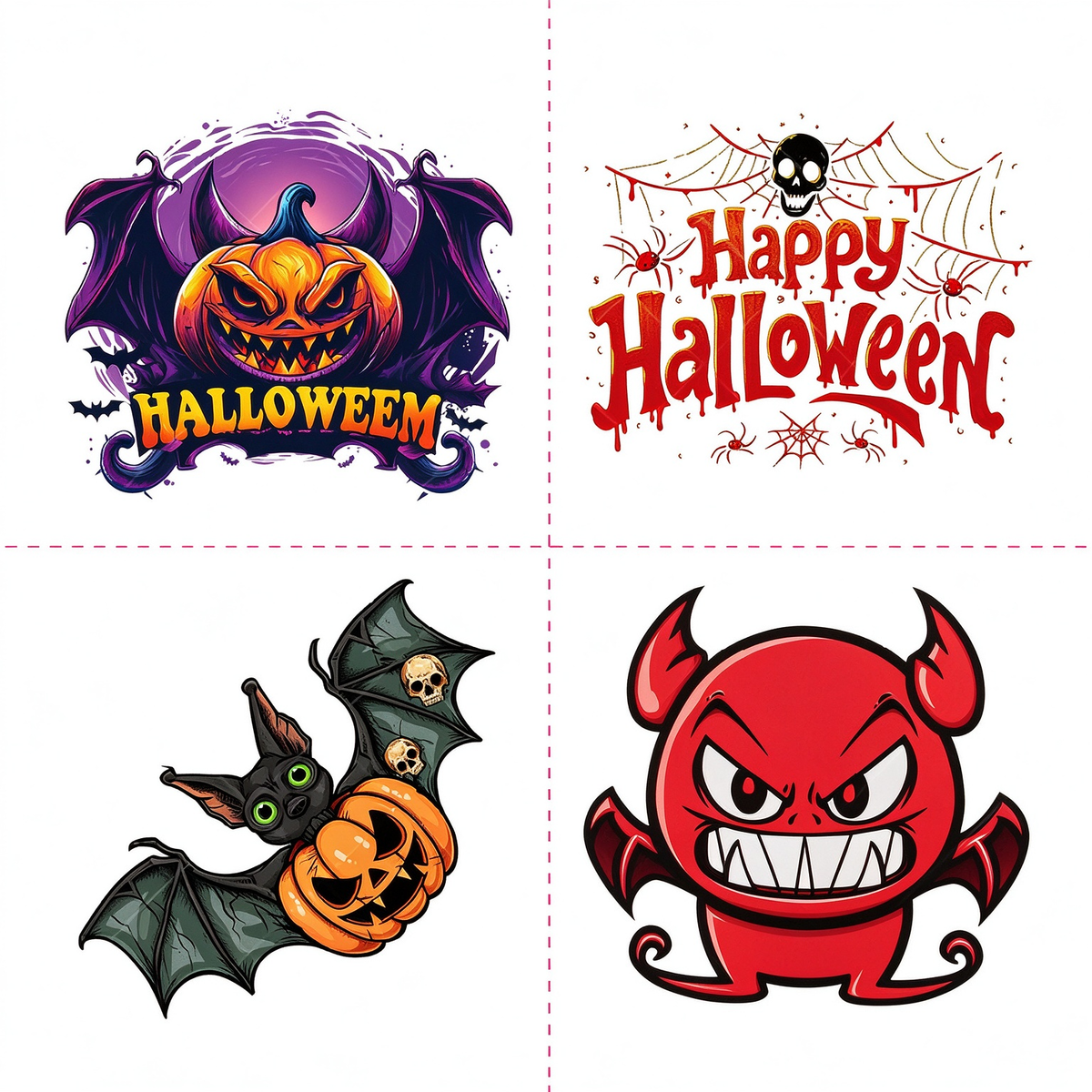 Halloween Pumpkin Bat Devil Tattoo