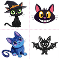 Halloween Witch Cat Bat Tattoo