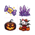 Halloween Candy Crystal Pumpkin Kitty Tattoo