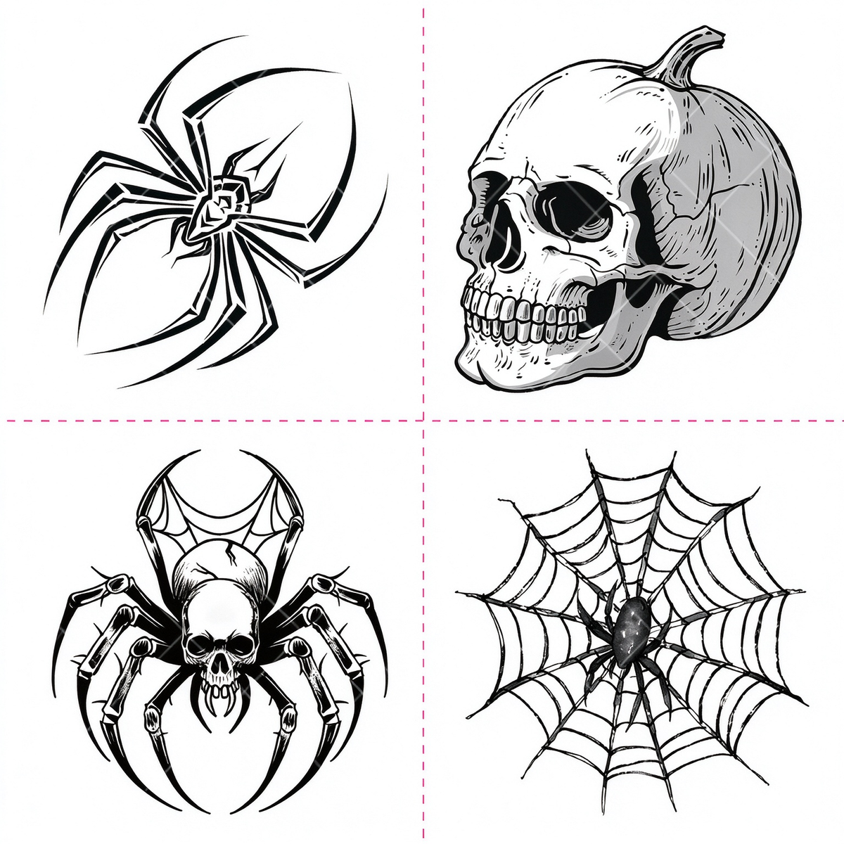 Halloween Spider Skull Tattoo