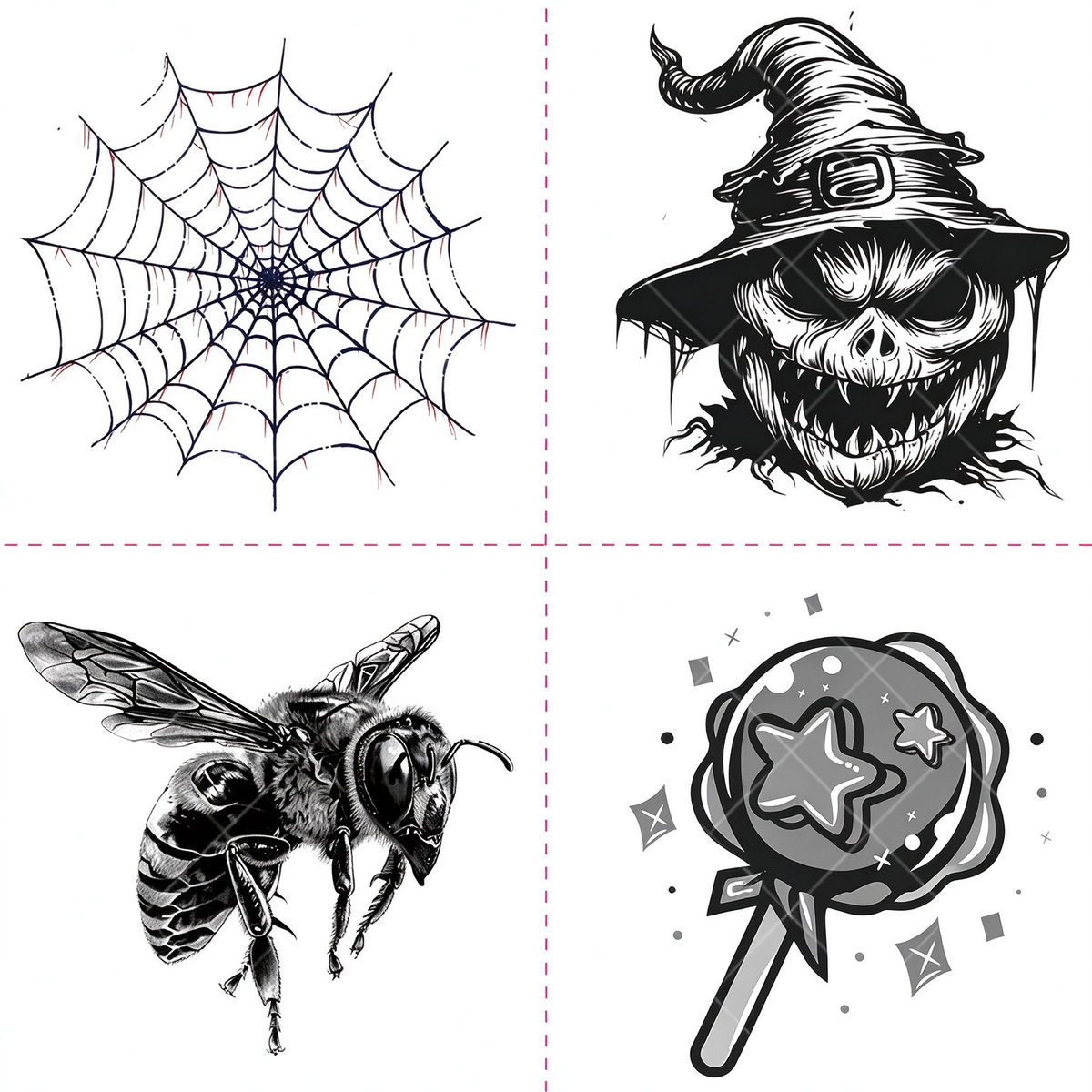 Halloween Witch Spider Tattoo