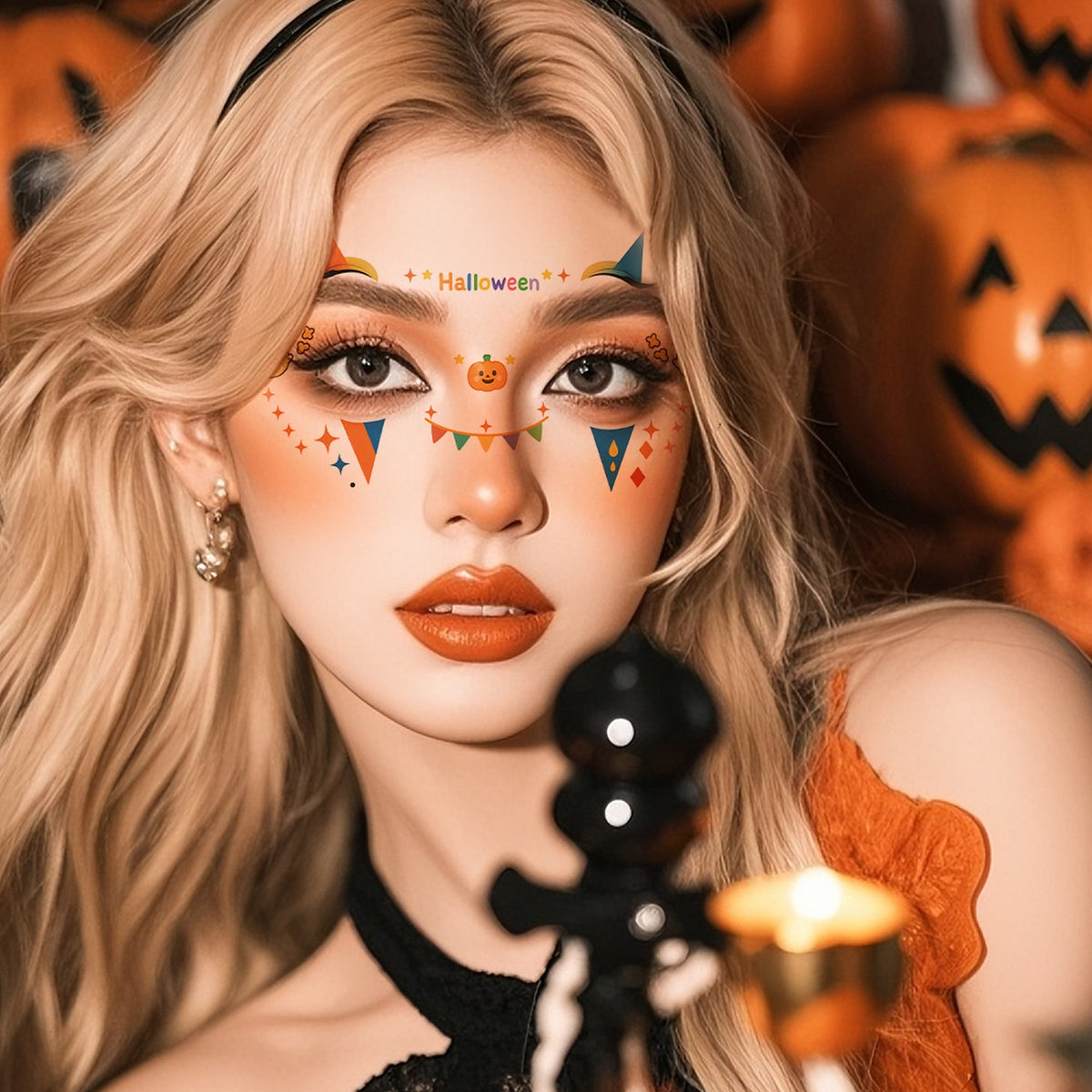 Pumpkin Ghost Halloween Tattoo