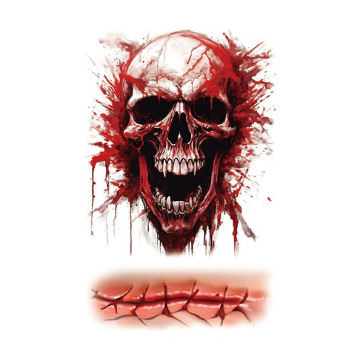 Skull Wound Tattoo Halloween Decal