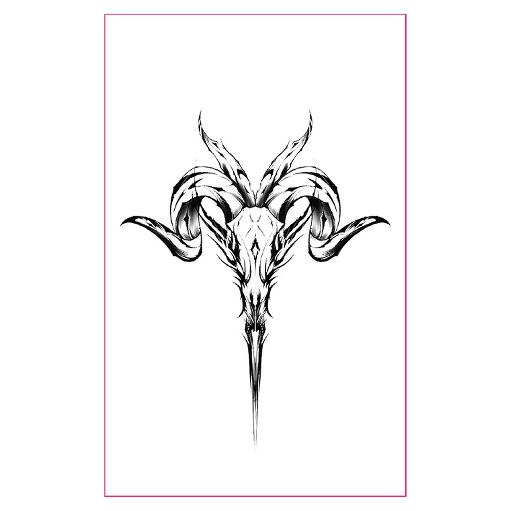 Glow Goat Skull Rave Tattoo