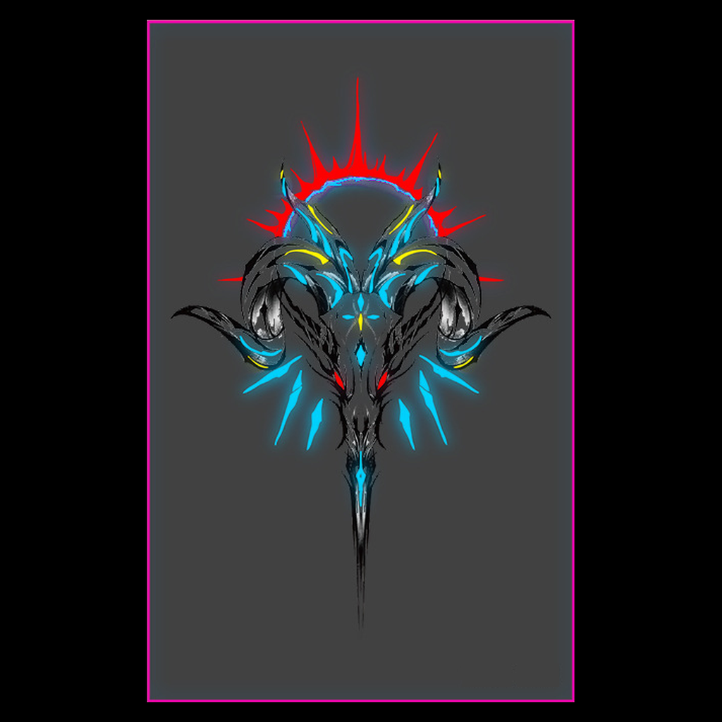 Glow Goat Skull Rave Tattoo