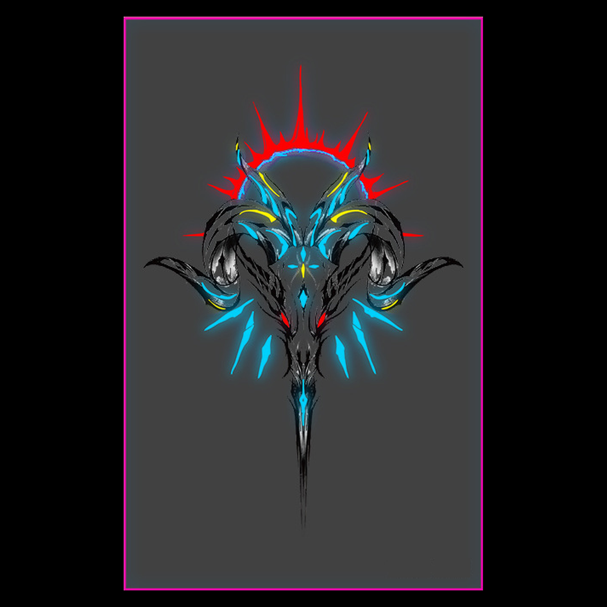 Glow Goat Skull Rave Tattoo