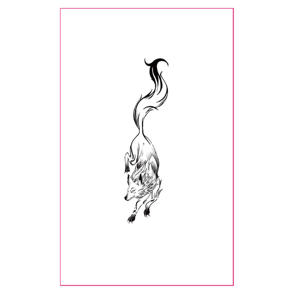 Flame Fox Glow Rave Tattoo