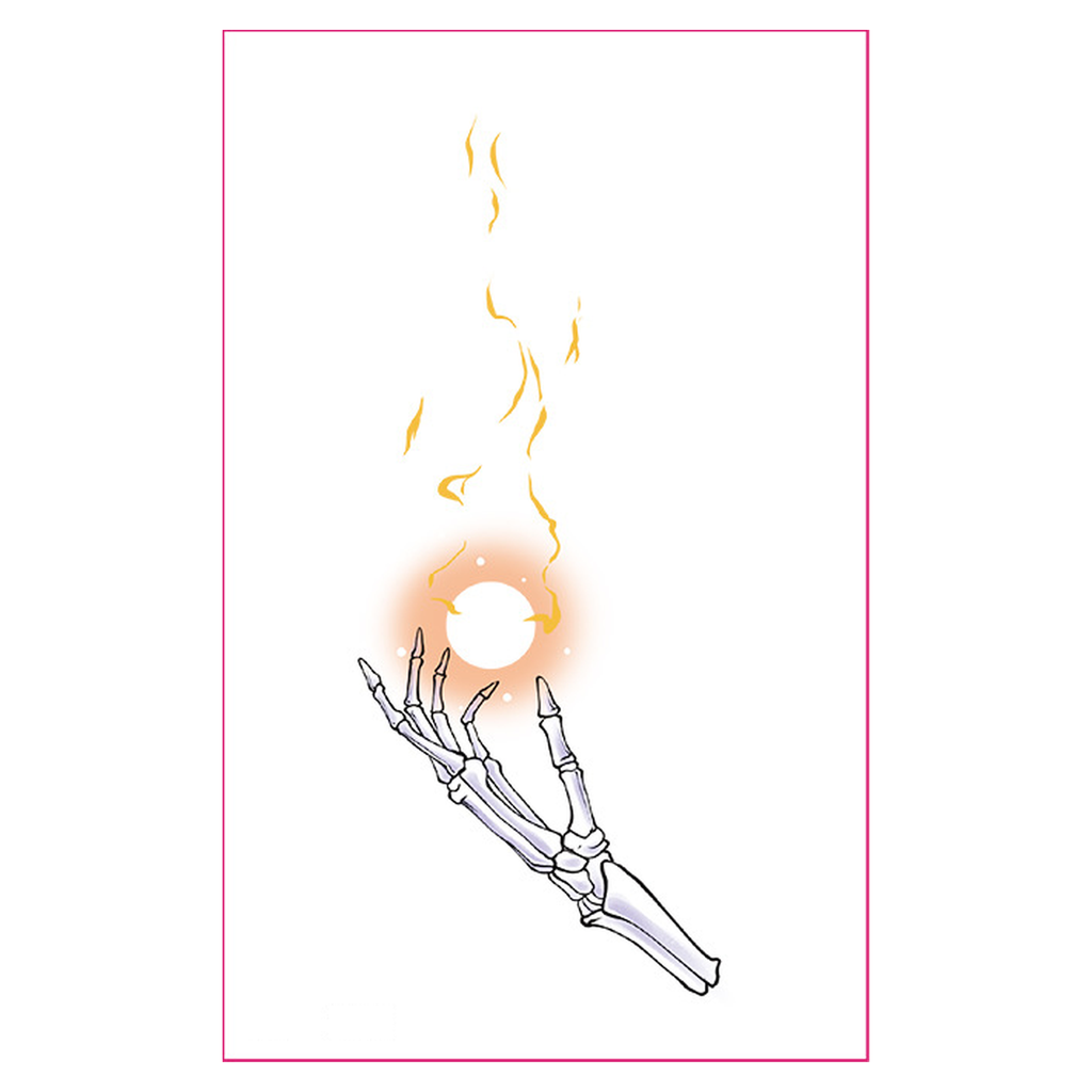 keleton Hand Fire Orb Tattoo
