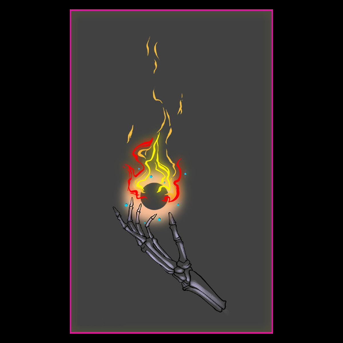 keleton Hand Fire Orb Tattoo