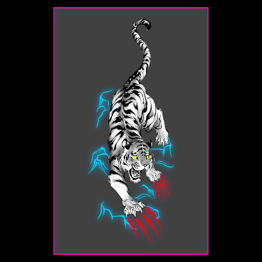 Lightning Tiger UV Tattoo