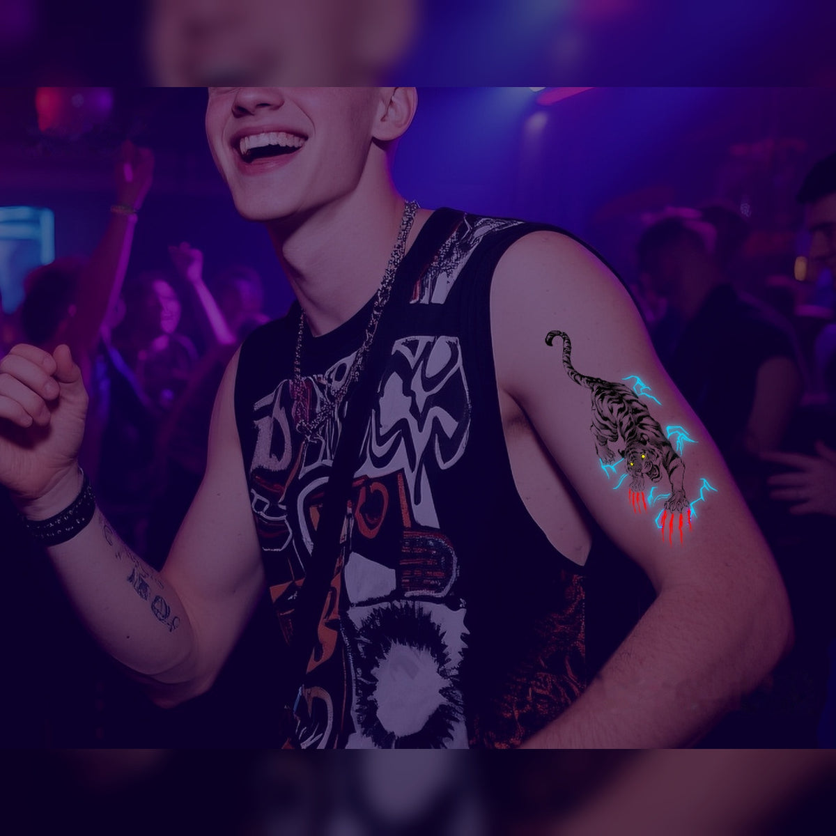 Lightning Tiger UV Tattoo