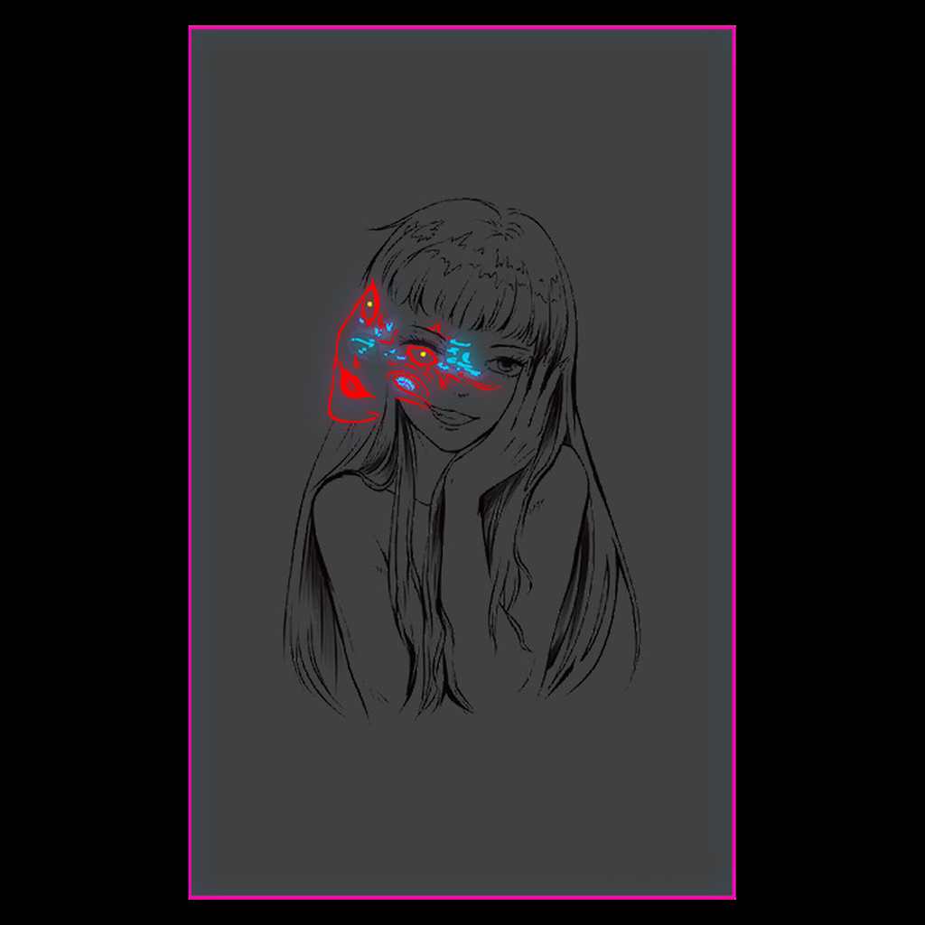 Anime Girl Hannya UV Tattoo