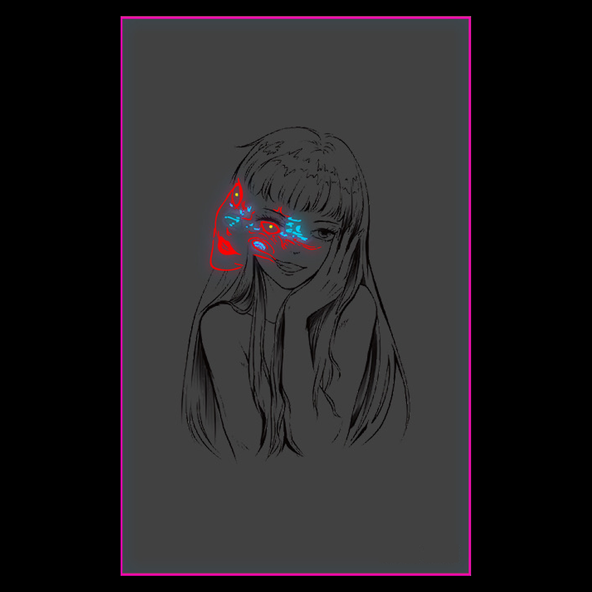 Anime Girl Hannya UV Tattoo