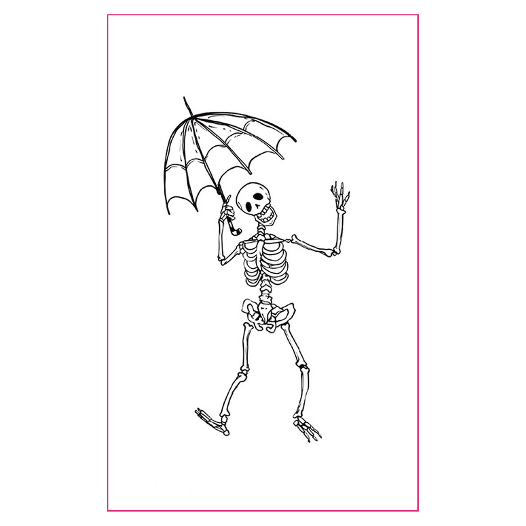 Umbrella Skeleton UV Tattoo