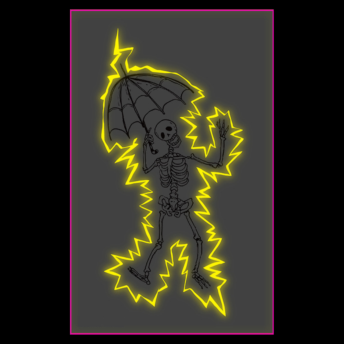 Umbrella Skeleton UV Tattoo