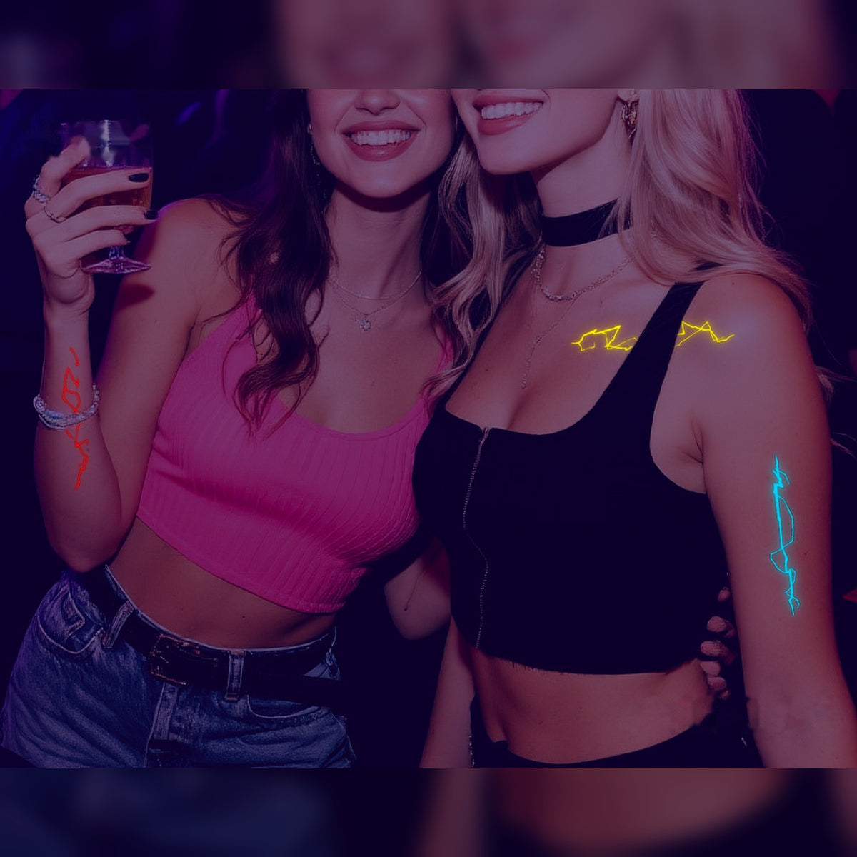 Tri-color Lightning UV Tattoo