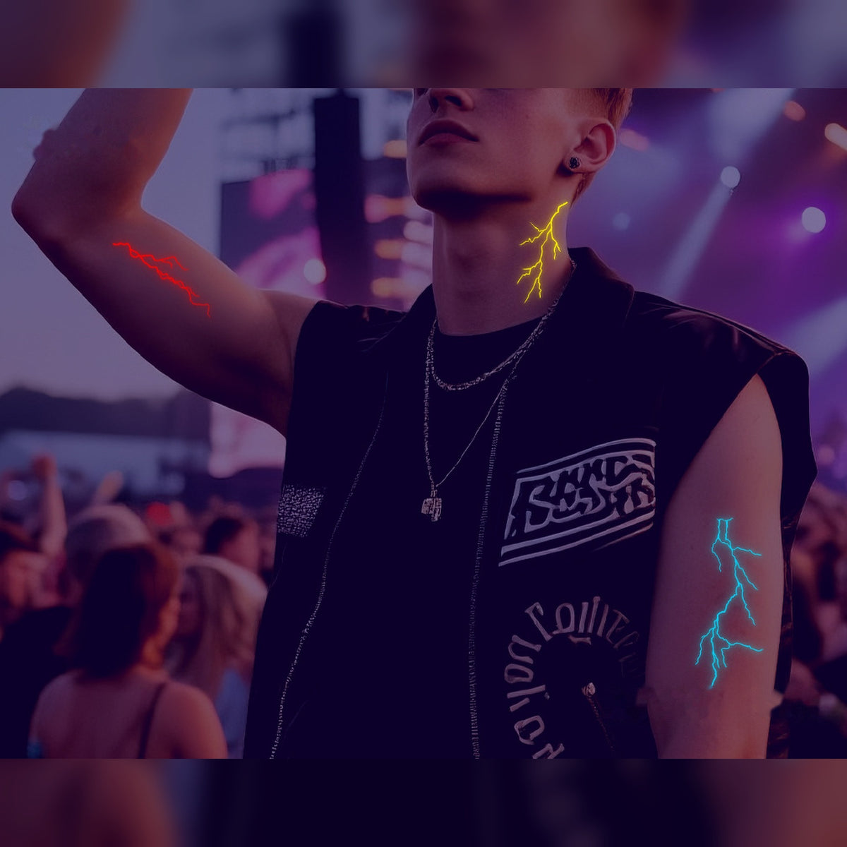 Branching Lightning UV Tattoo