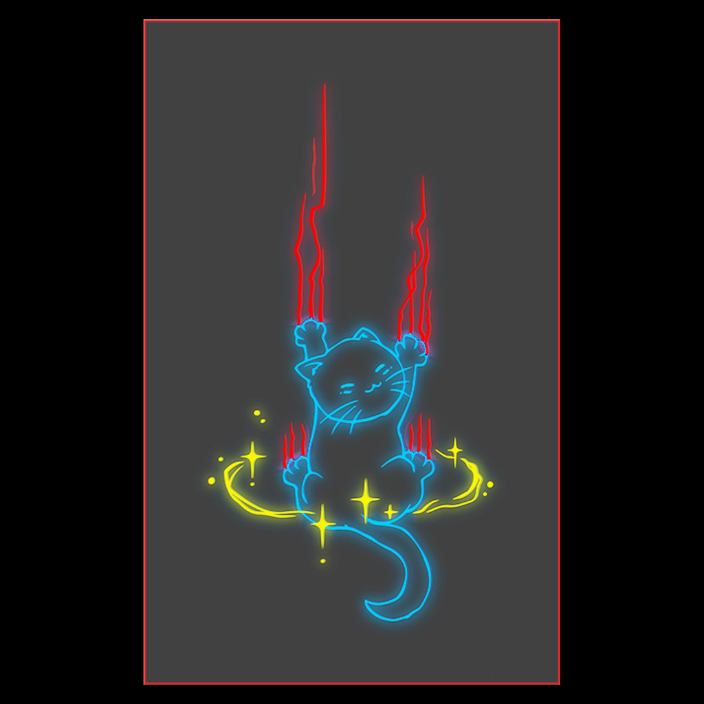 Scratching Kitten UV Tattoo