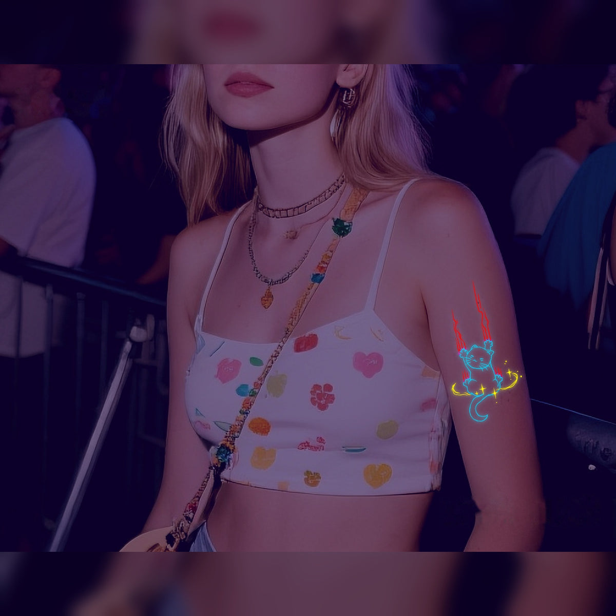 Scratching Kitten UV Tattoo