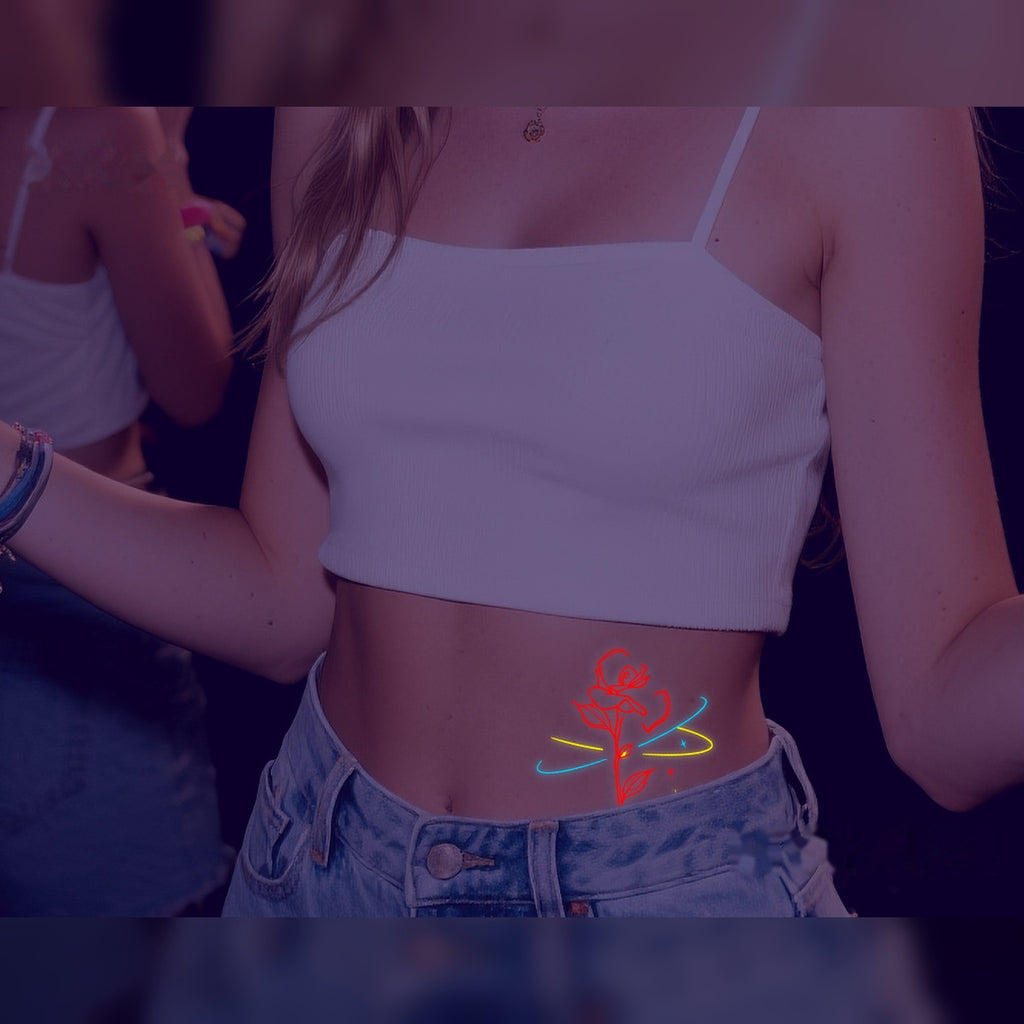 Neon Rose UV Tattoo