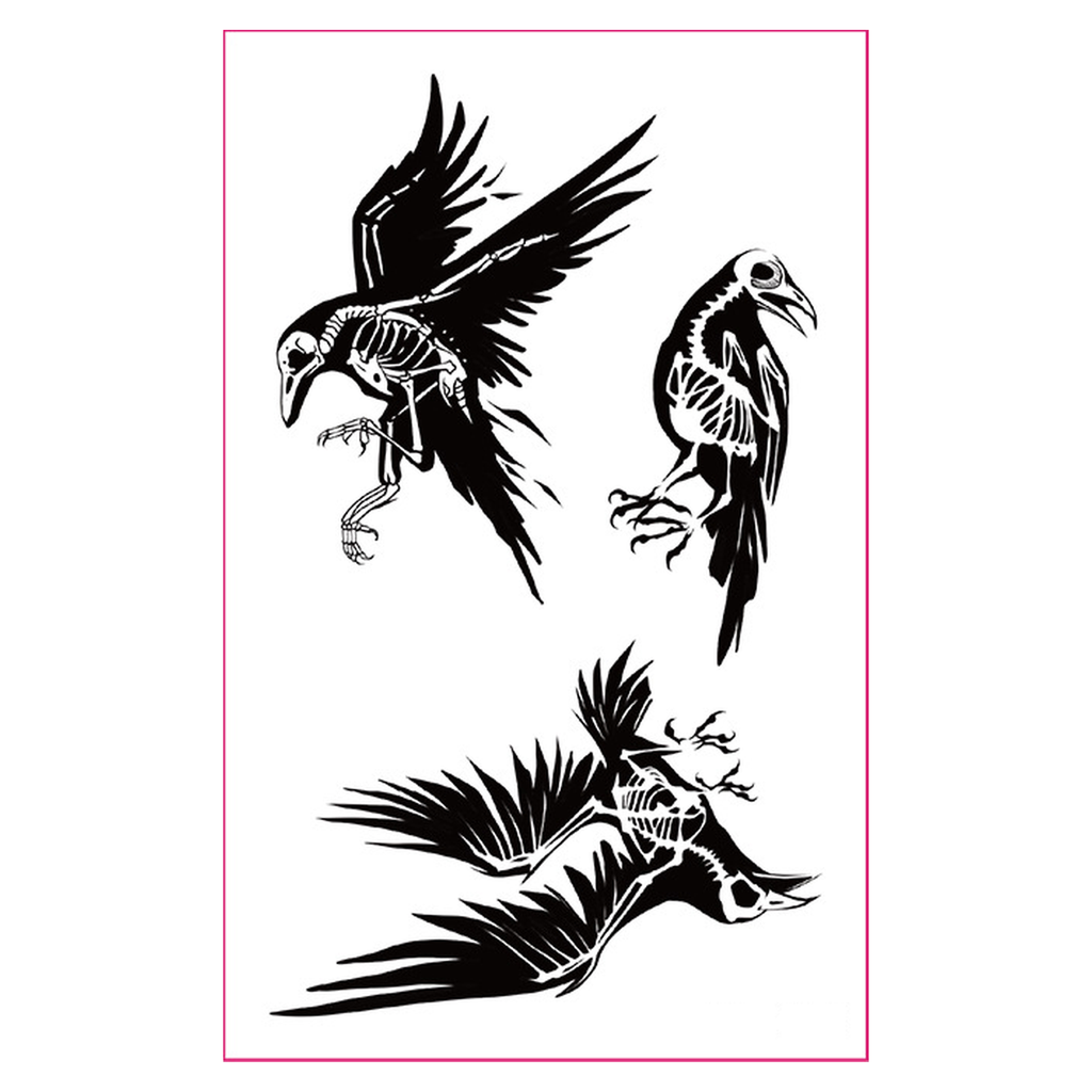 Skeleton Crow UV Tattoo