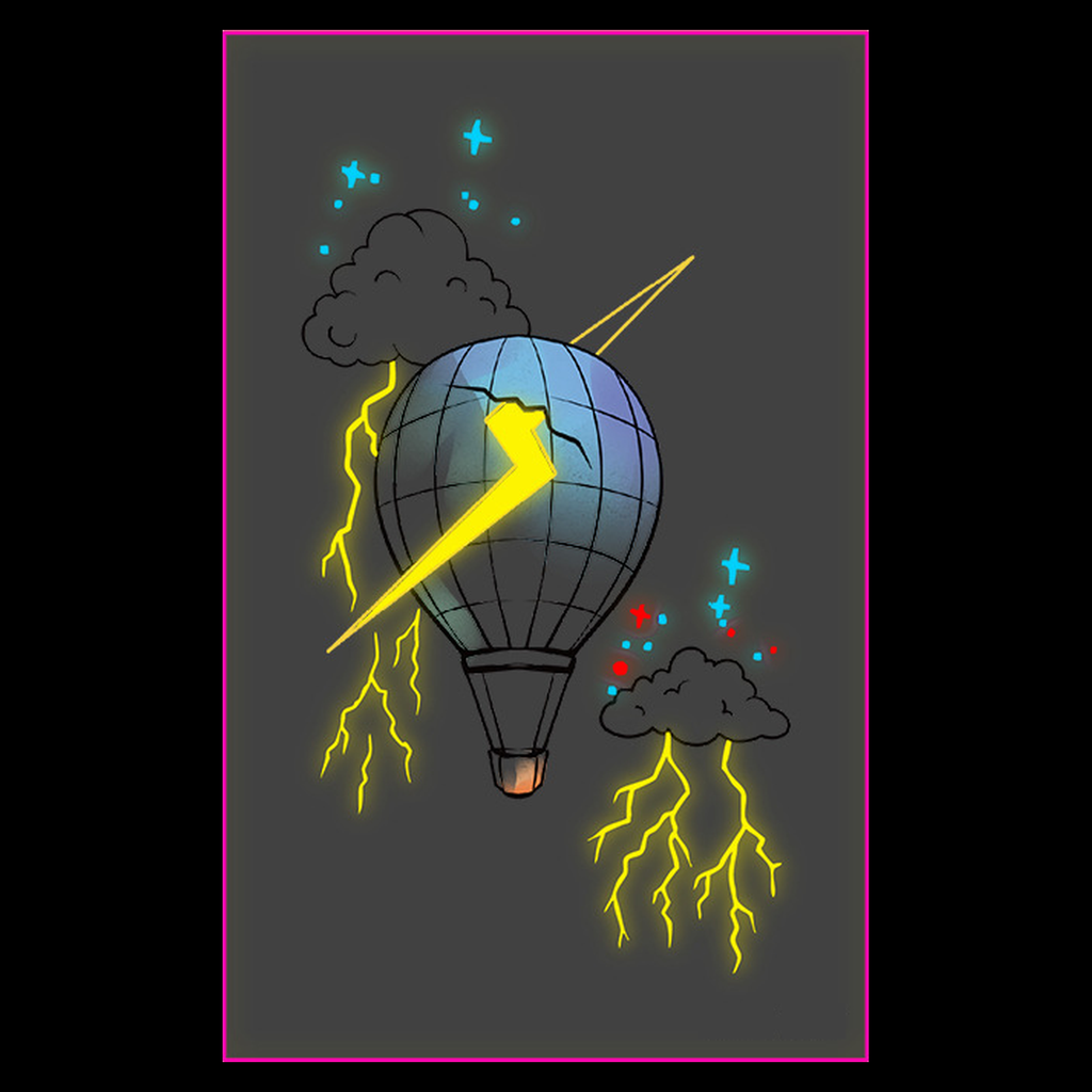 Lightning Hot Air Balloon UV Tattoo