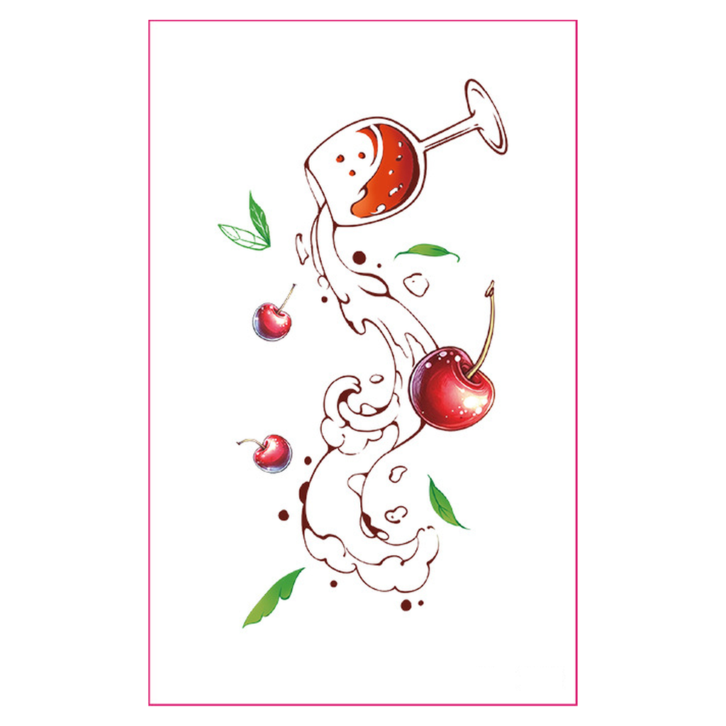 Cherry Wine Glass UV Tattoo