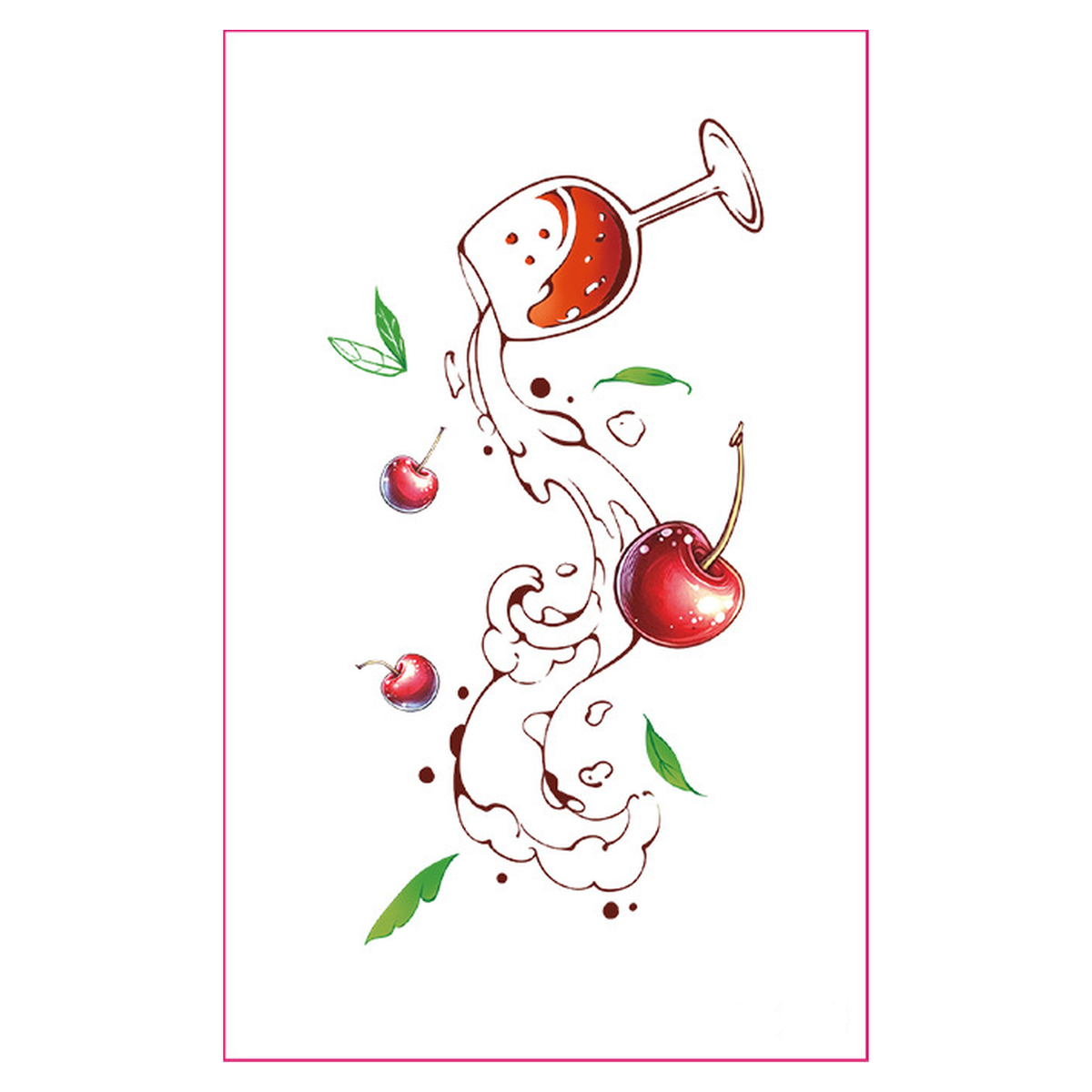 Cherry Wine Glass UV Tattoo