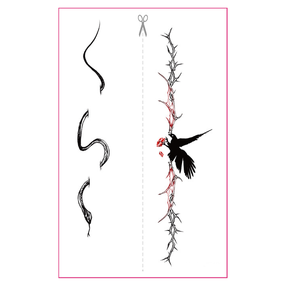 Snake Crow Thorn UV Tattoo