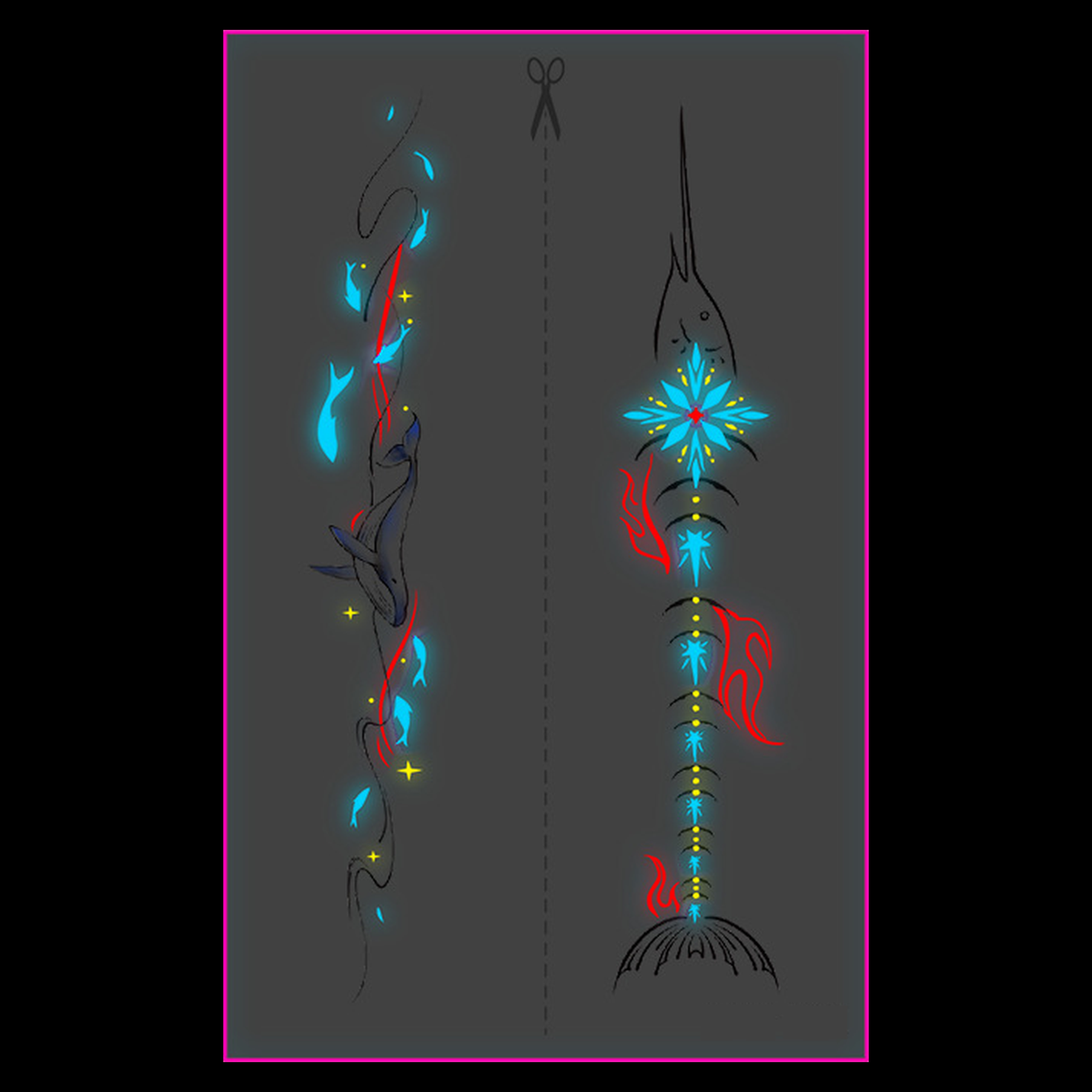 Whale Swordfish UV Tattoo