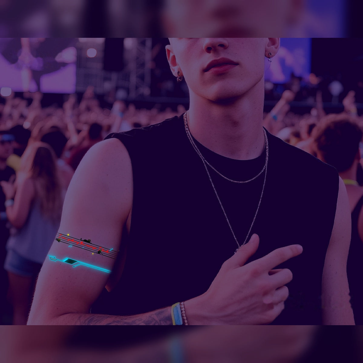 Circuit Music Cat UV Tattoo