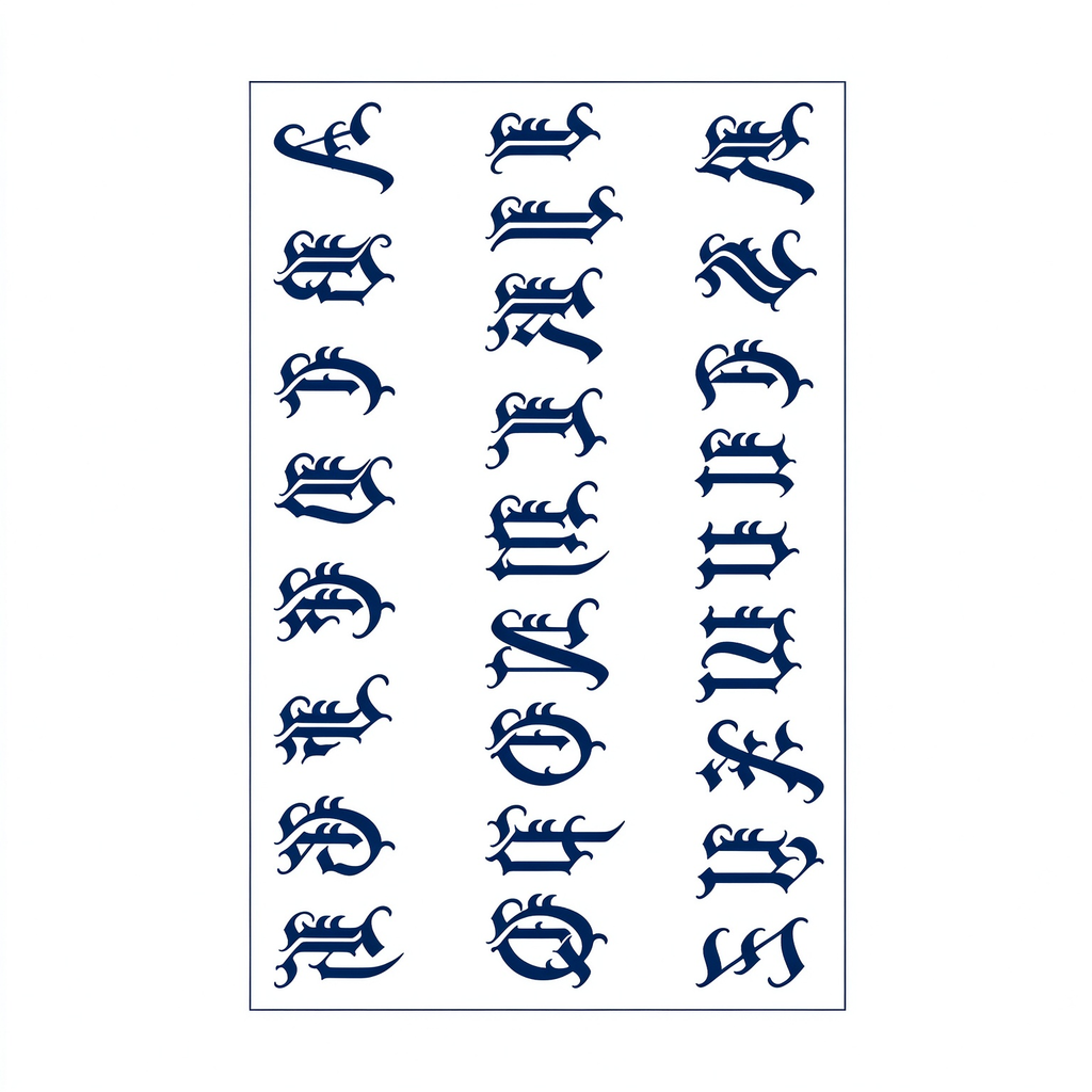 Gothic Letter Temporary Tattoos