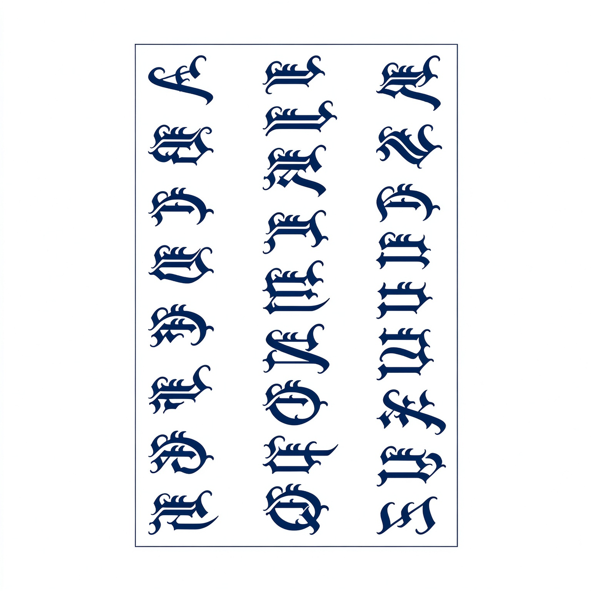 Gothic Letter Temporary Tattoos
