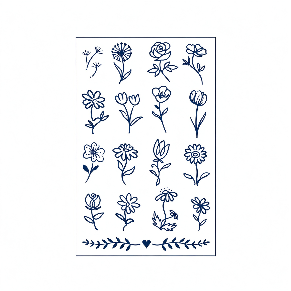 Line Floral Temporary Tattoos