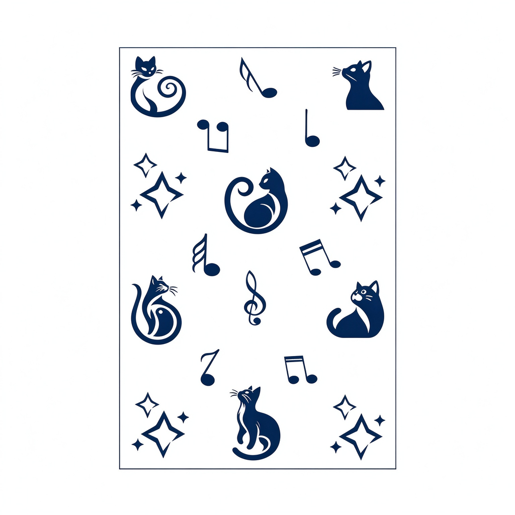Cat Music Note Temporary Tattoos