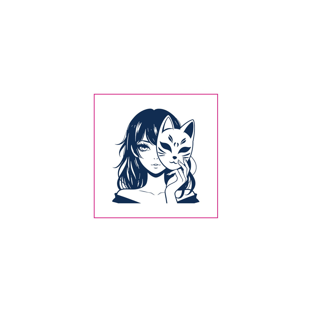 Kitsune Mask Girl Temporary Tattoos