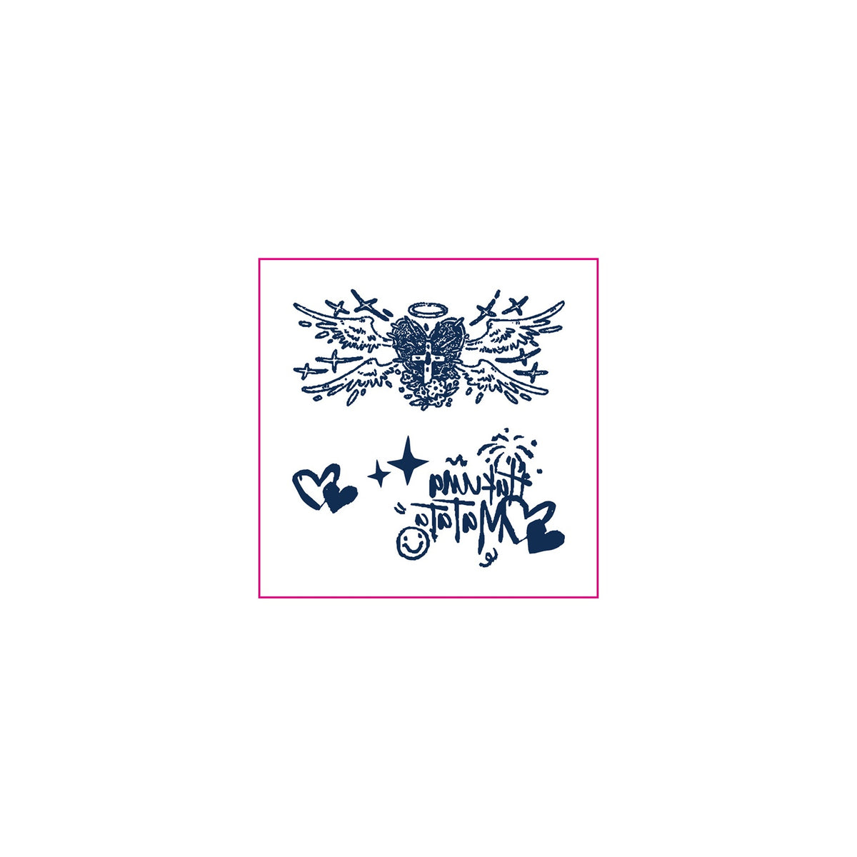 Angel Cross Doodle Temporary Tattoos