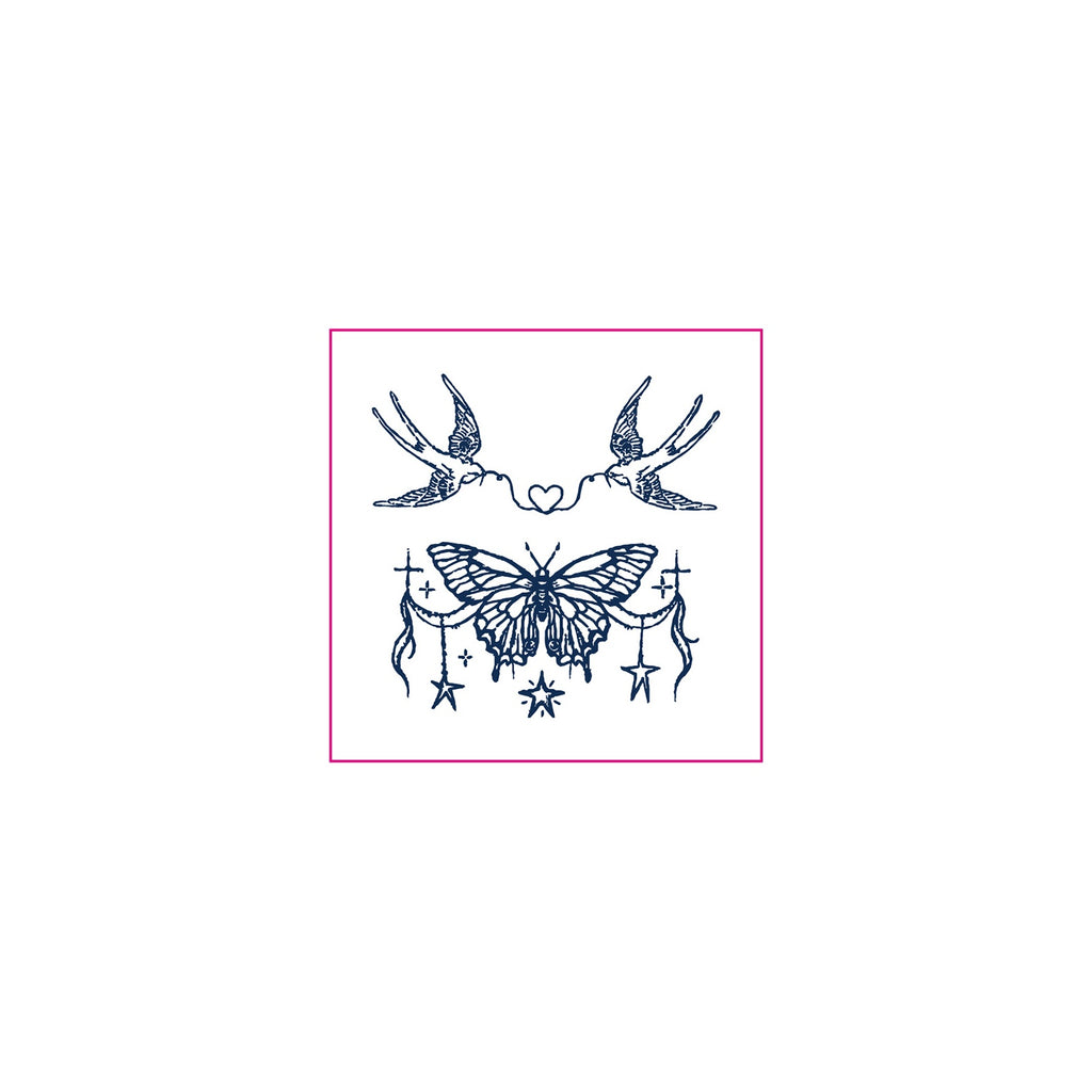 Swallow Butterfly Star Temporary Tattoos