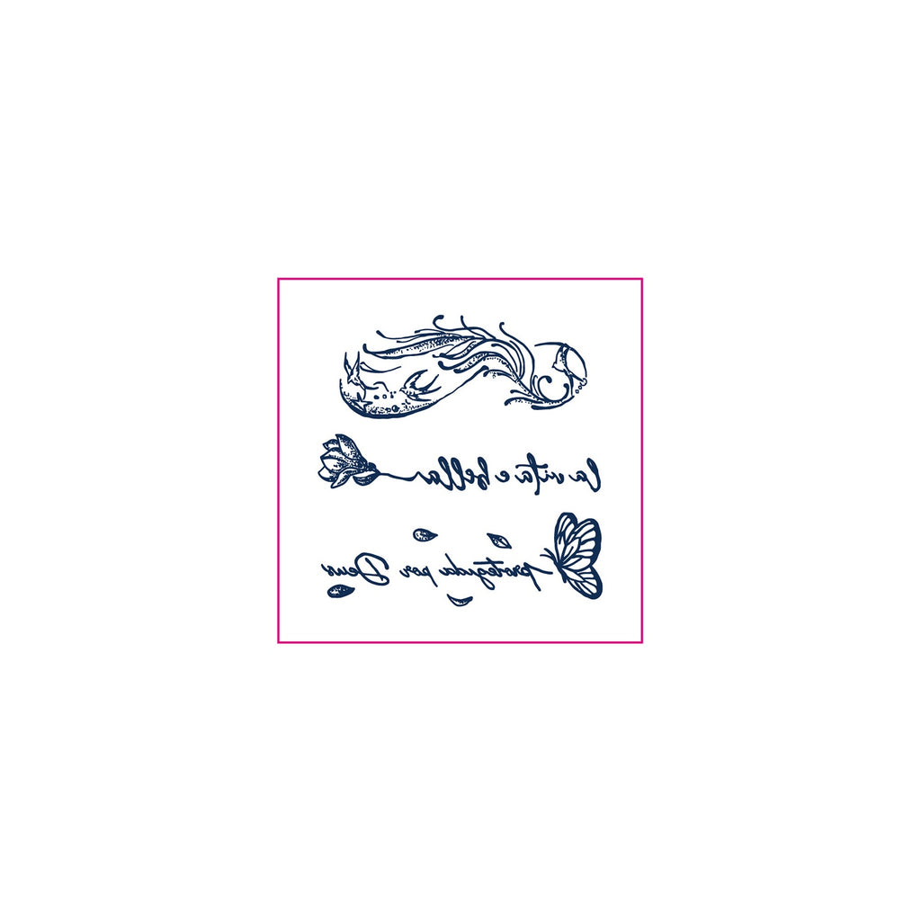 Script Text Butterfly Mermaid Temporary Tattoos