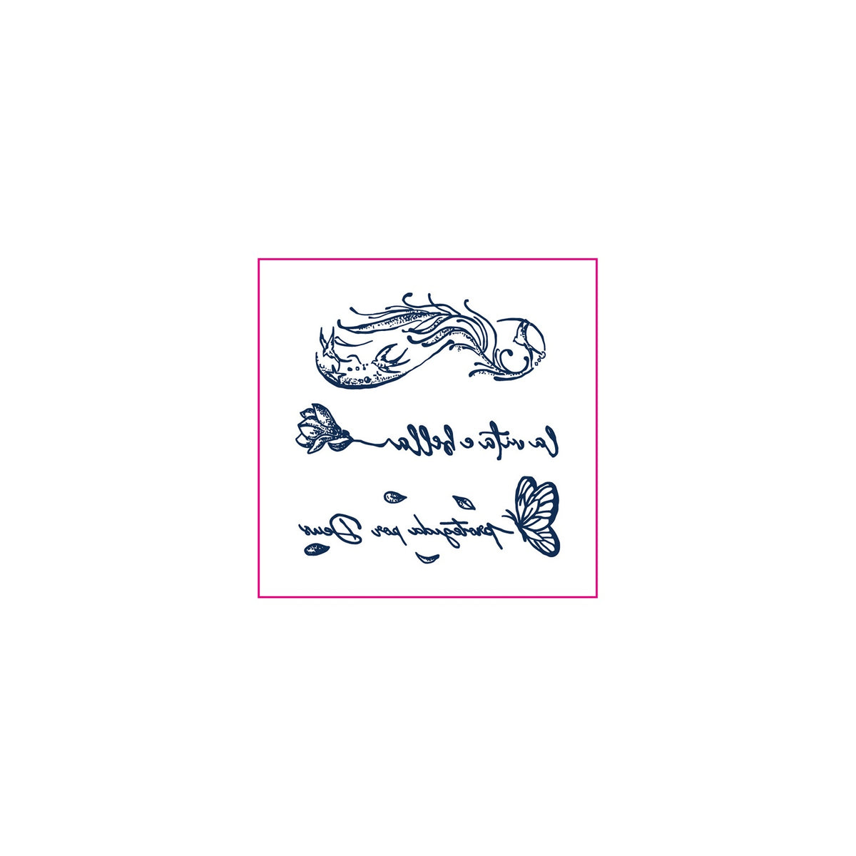 Script Text Butterfly Mermaid Temporary Tattoos