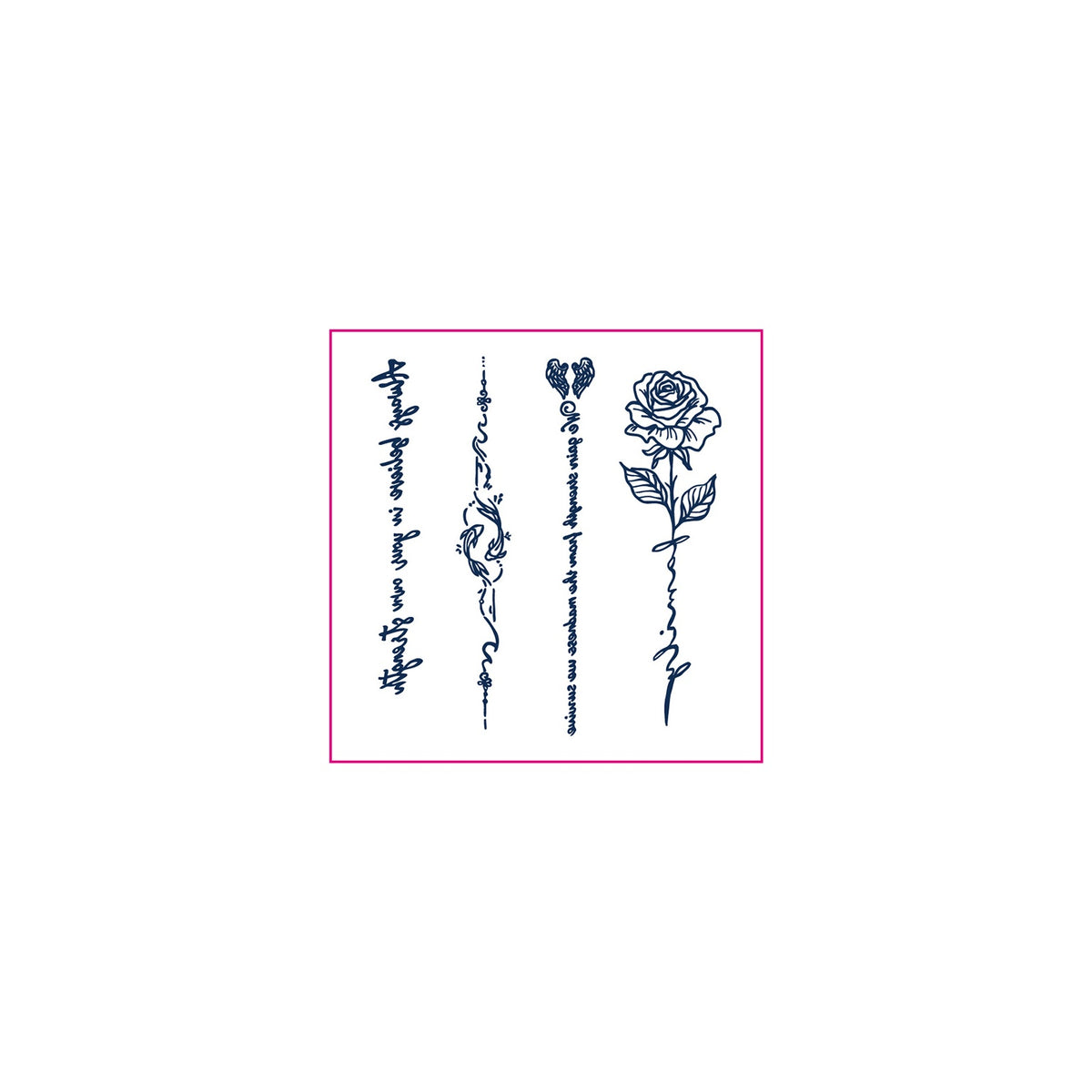 Quote Script Rose Temporary Tattoos