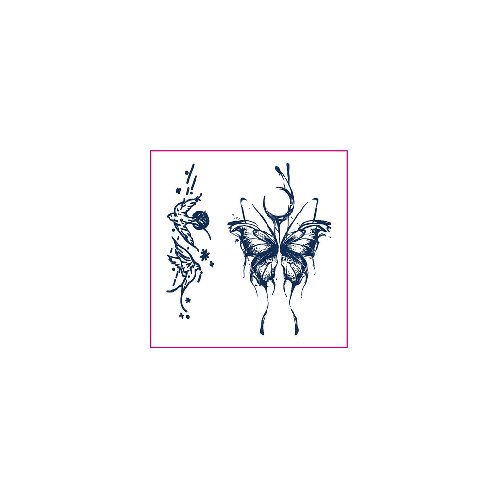 Swallow & Abstract Butterfly Temporary Tattoos