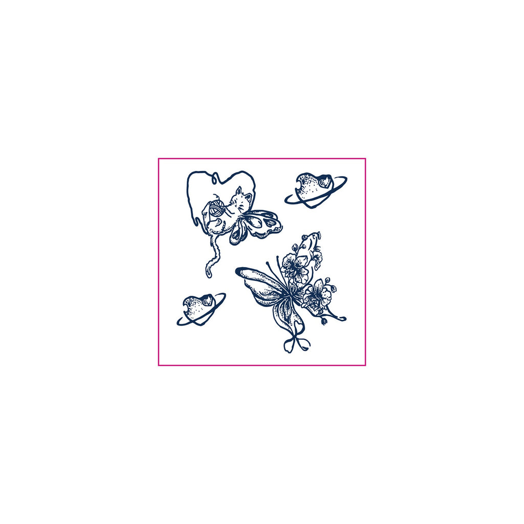 Cat Butterfly Planet Temporary Tattoos