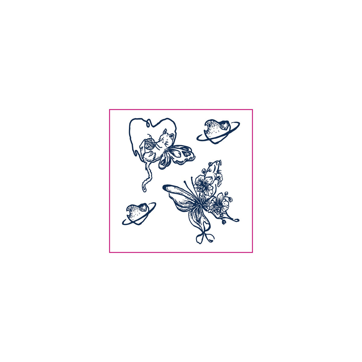 Cat Butterfly Planet Temporary Tattoos