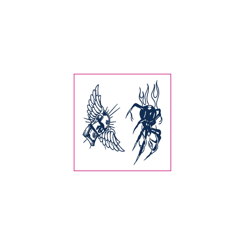 Winged Money Flame Spider Temporary Tattoos