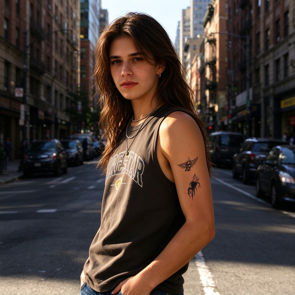 Winged Money Flame Spider Temporary Tattoos