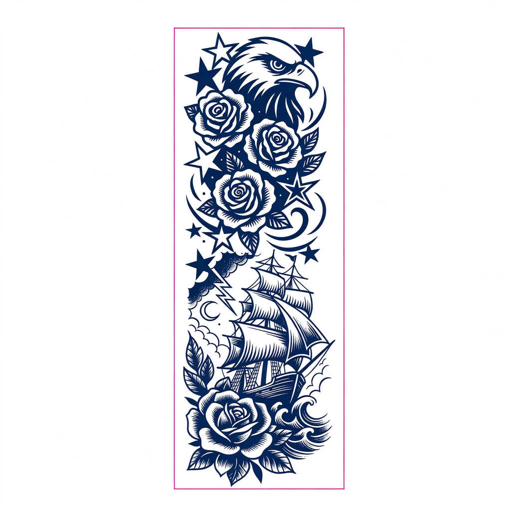 Eagle Ship Sleeve Tattoo