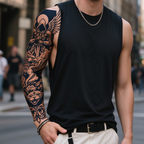 Winged Knight Griffin Panther Sleeve Tattoo